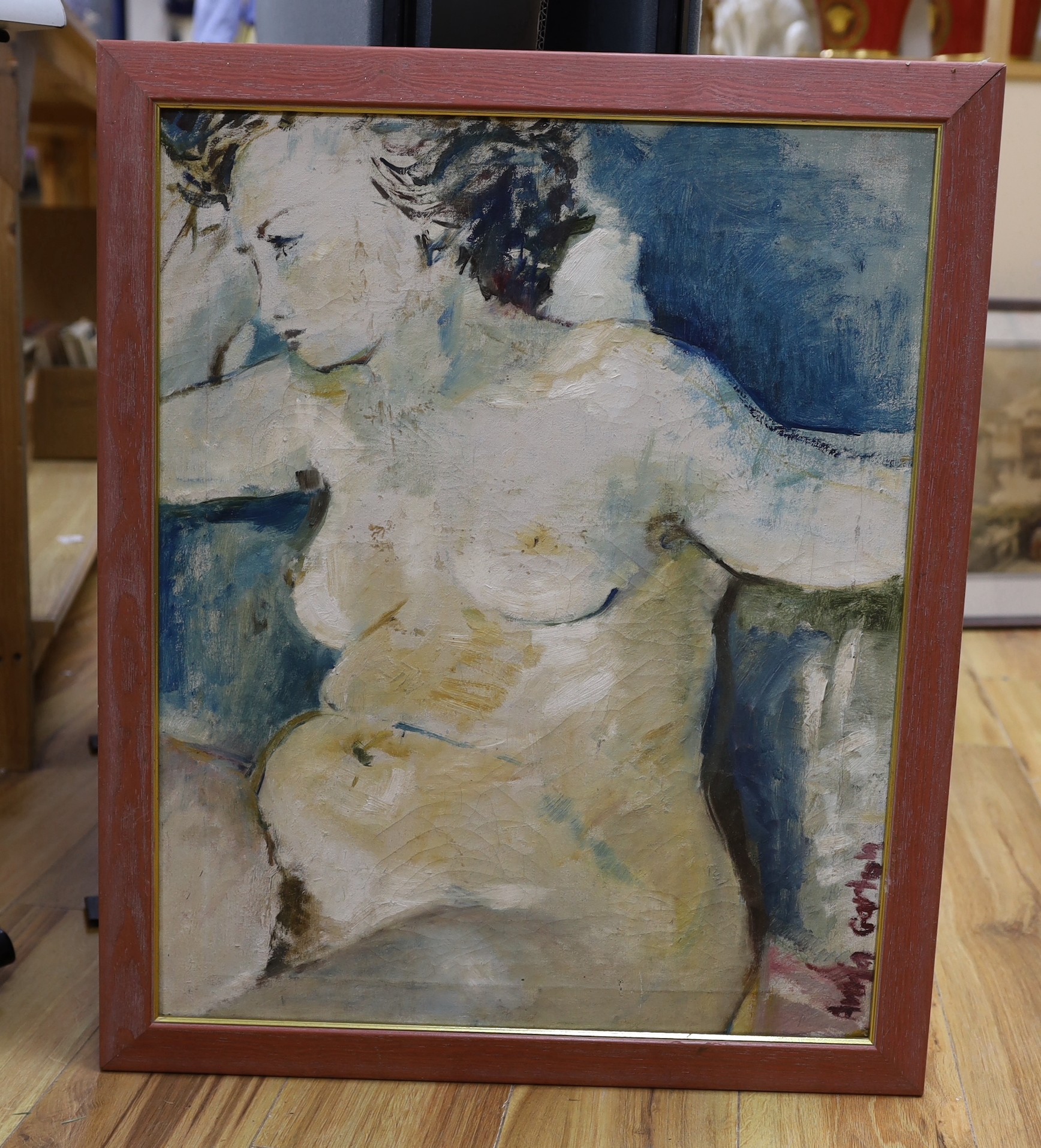 Anna Garlah, oil on canvas, Female Nude, signed, 62 x 50cm